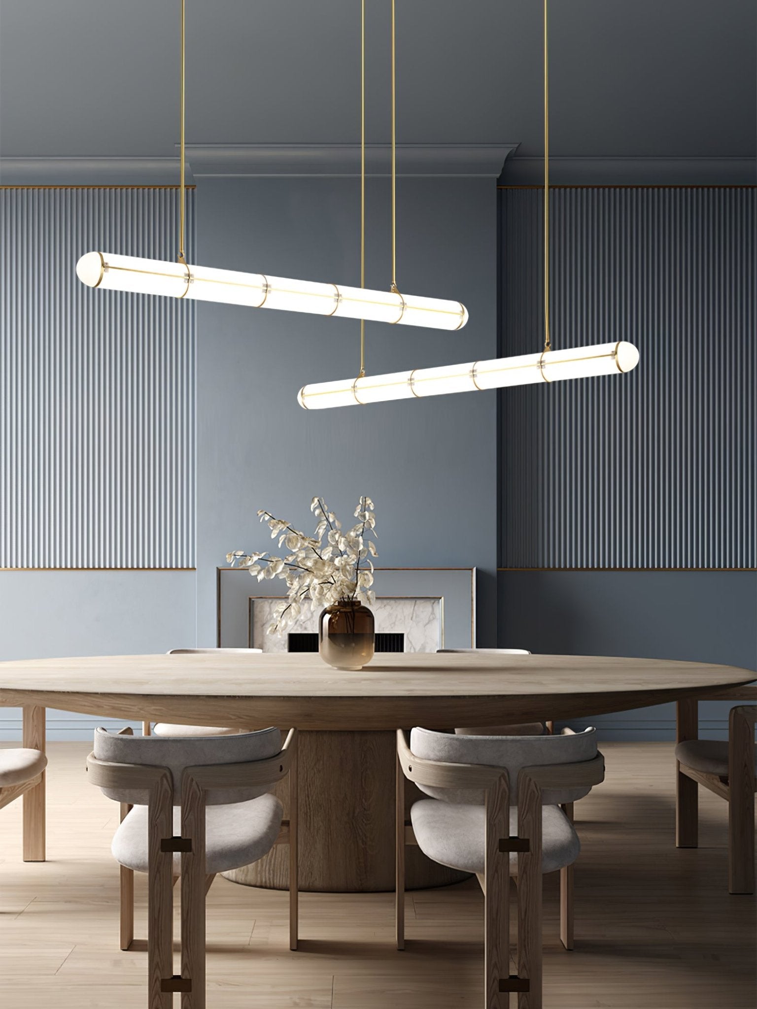 Metal LED Ceiling Light 59 in (150 cm) Adjustable Warm Neutral Cool Indoor Living Room Kitchen Dining Fixture | Thomler