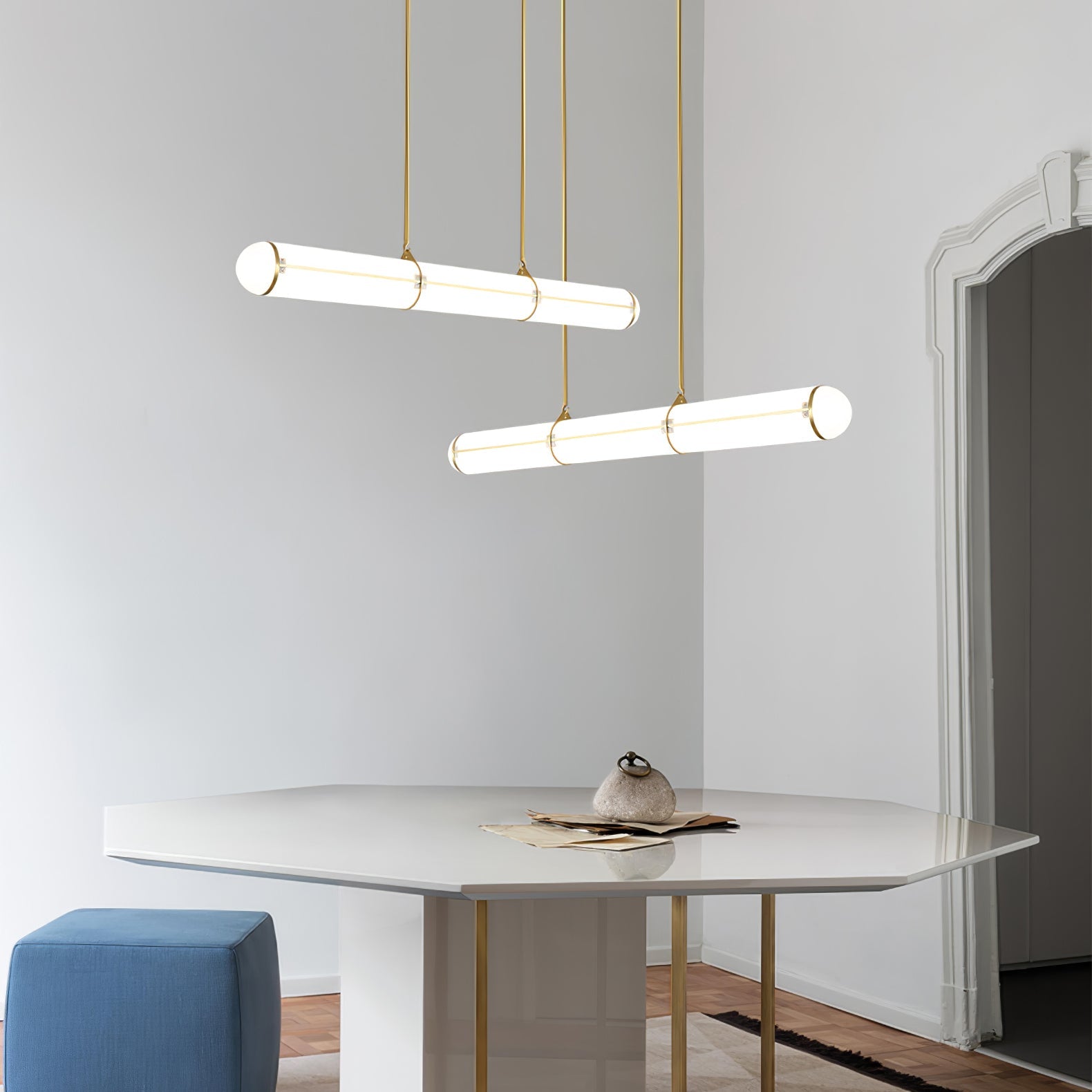 Metal LED Ceiling Light 59 in (150 cm) Adjustable Warm Neutral Cool Indoor Living Room Kitchen Dining Fixture | Thomler