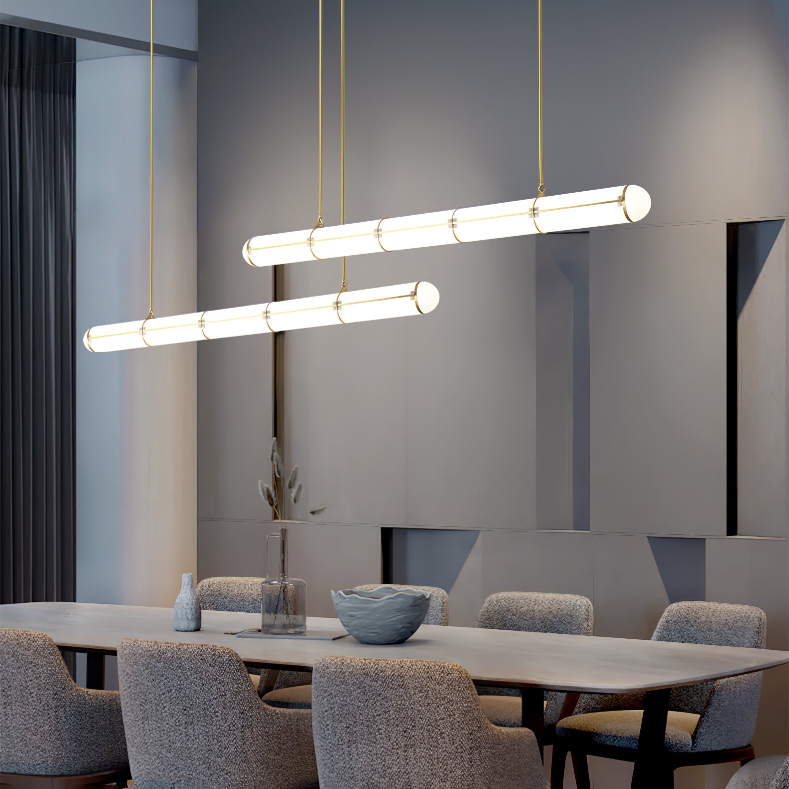Metal LED Ceiling Light 59 in (150 cm) Adjustable Warm Neutral Cool Indoor Living Room Kitchen Dining Fixture | Thomler