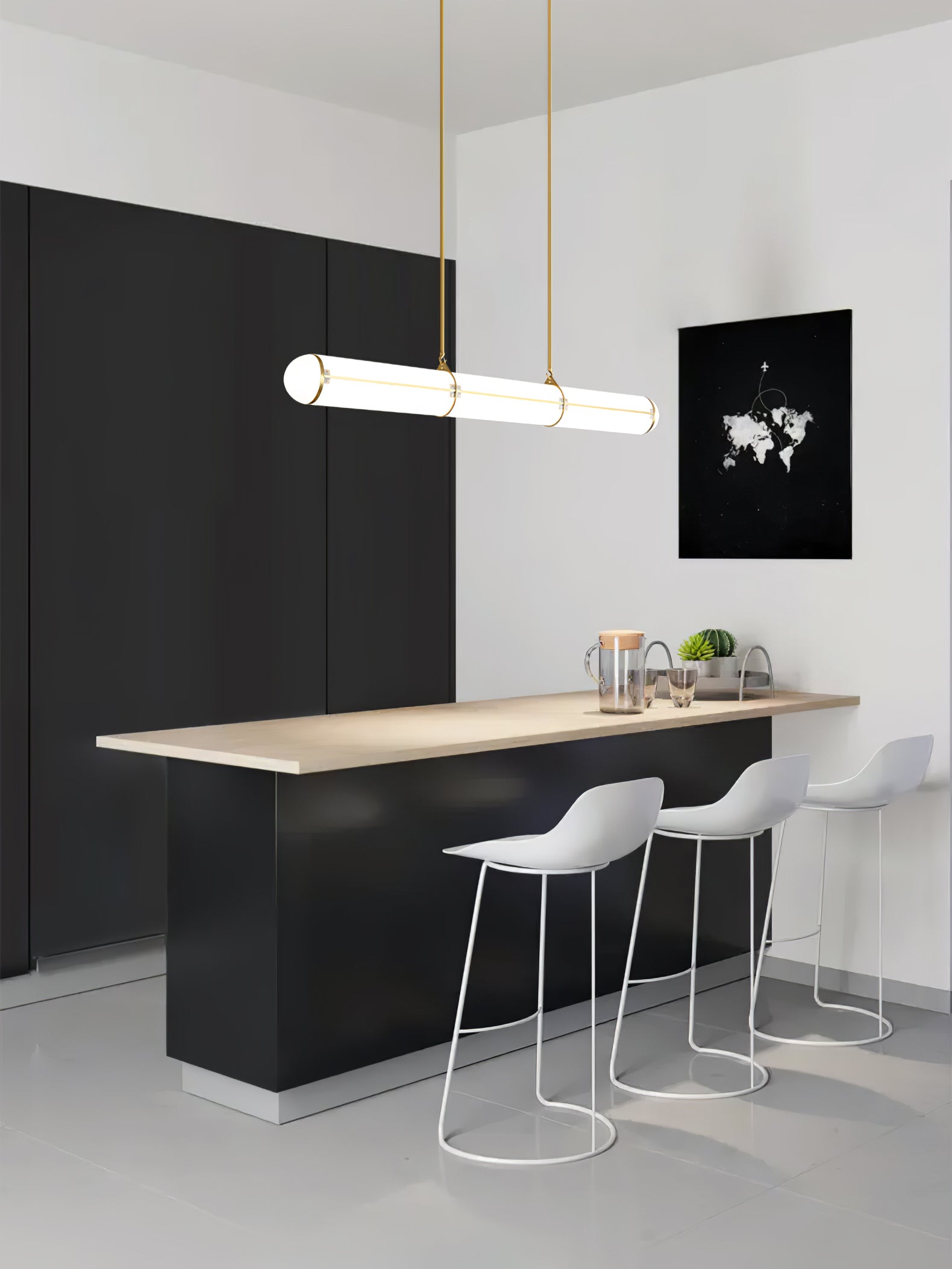 Metal LED Ceiling Light 59 in (150 cm) Adjustable Warm Neutral Cool Indoor Living Room Kitchen Dining Fixture | Thomler