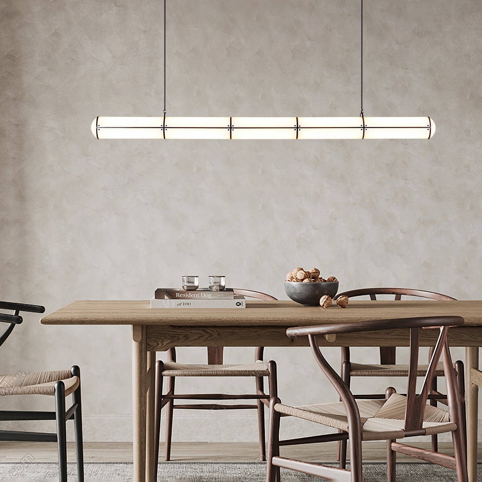 Metal LED Ceiling Light 59 in (150 cm) Adjustable Warm Neutral Cool Indoor Living Room Kitchen Dining Fixture | Thomler