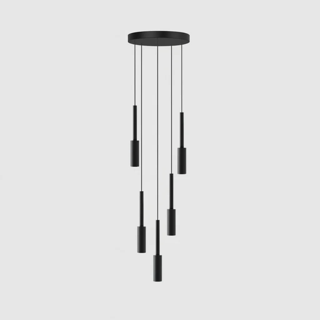 Adjustable Multi-Drop Tube Pendant Light – Dimmable LED Stairwell & Foyer Chandelier | Thomler