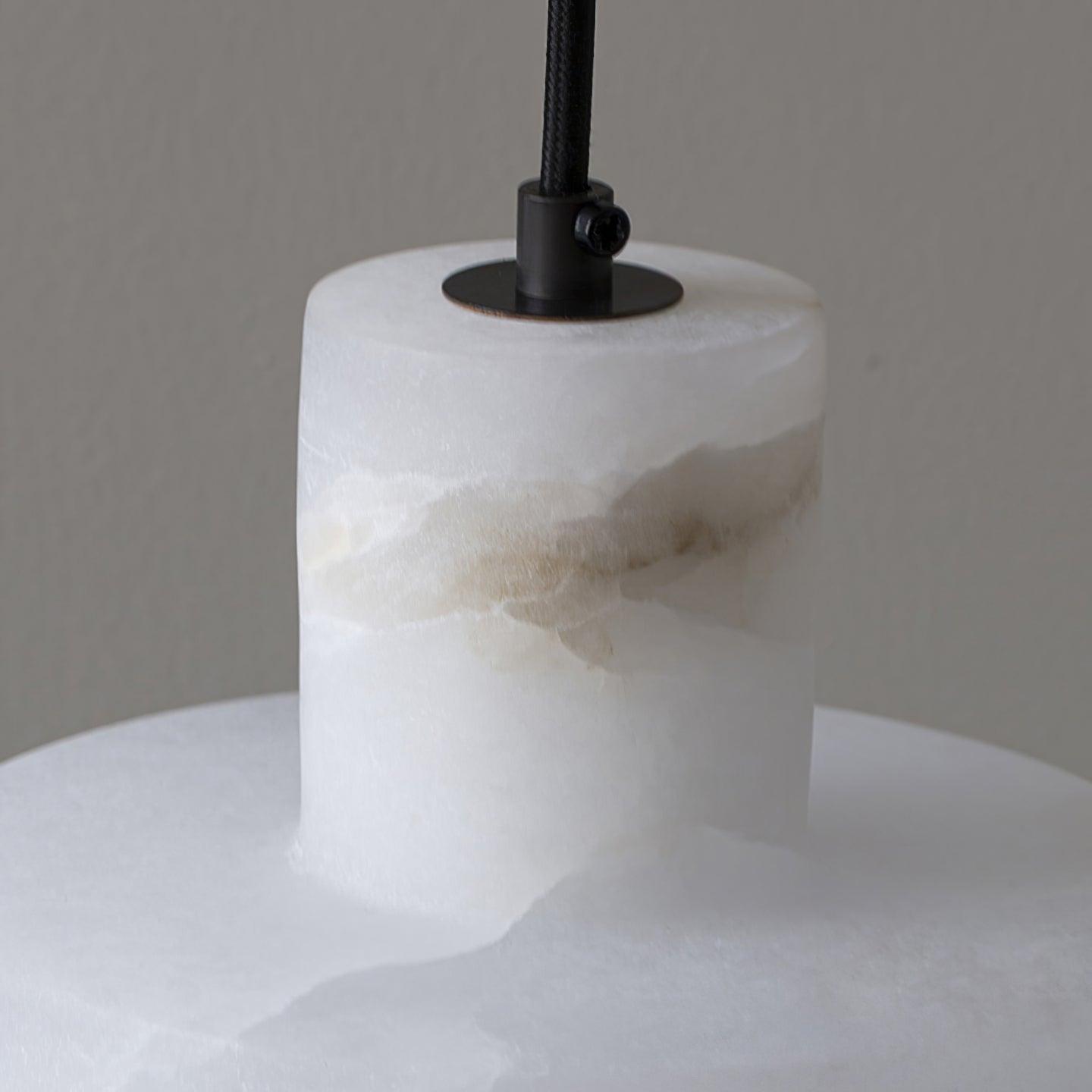 Pendant Light Alabaster 6.5 in Cylinder White Kitchen Island Dining Room Adjustable Hanging Ceiling Lamp | Thomler