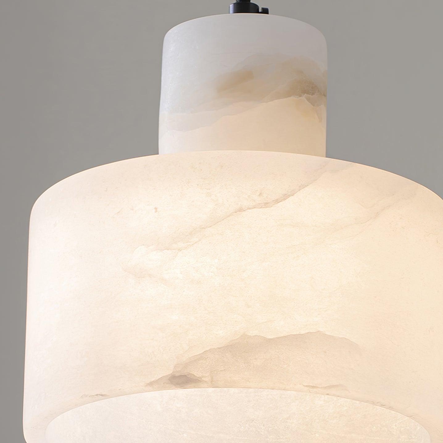 Pendant Light Alabaster 6.5 in Cylinder White Kitchen Island Dining Room Adjustable Hanging Ceiling Lamp | Thomler