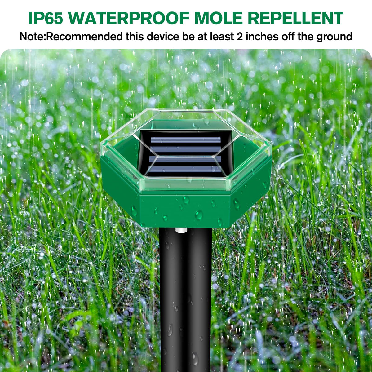 Solar Ultrasonic Pest Repeller Stake 4-Pack for Yard – Drives Away Burrowing Animals with Sonic Pulses – Waterproof Garden Defense for | Thomler
