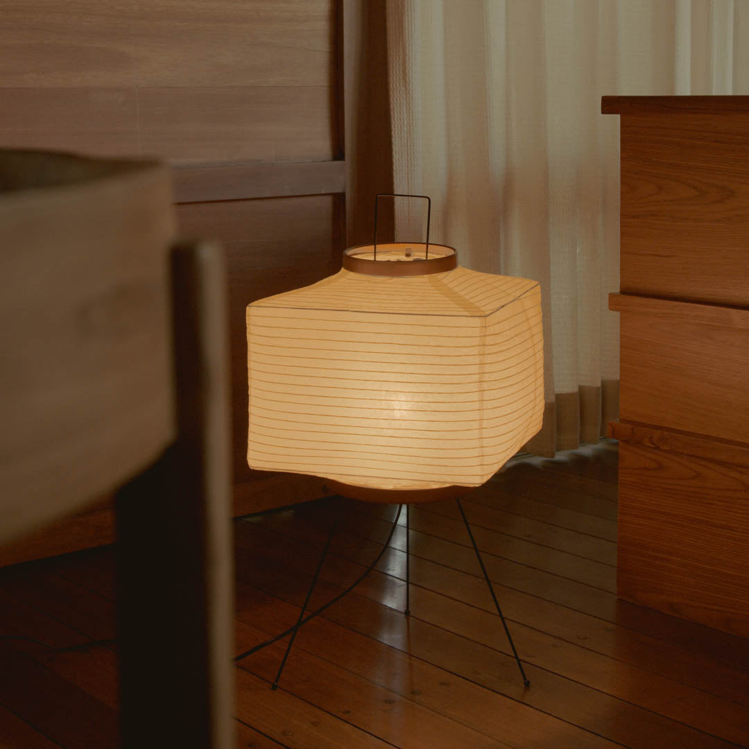 Floor Lamp Rice Paper 60.0 cm White Living Room Japandi Mood Lighting Geometric Japanese Style Accent Light | Thomler