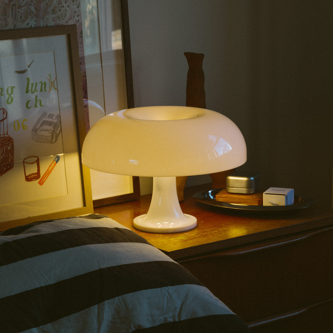 Table Lamp Acrylic 32.0 cm (12.6") White Bedroom Nightstand Mood Lighting Mushroom Design Ambient Living Room Lamp | Thomler