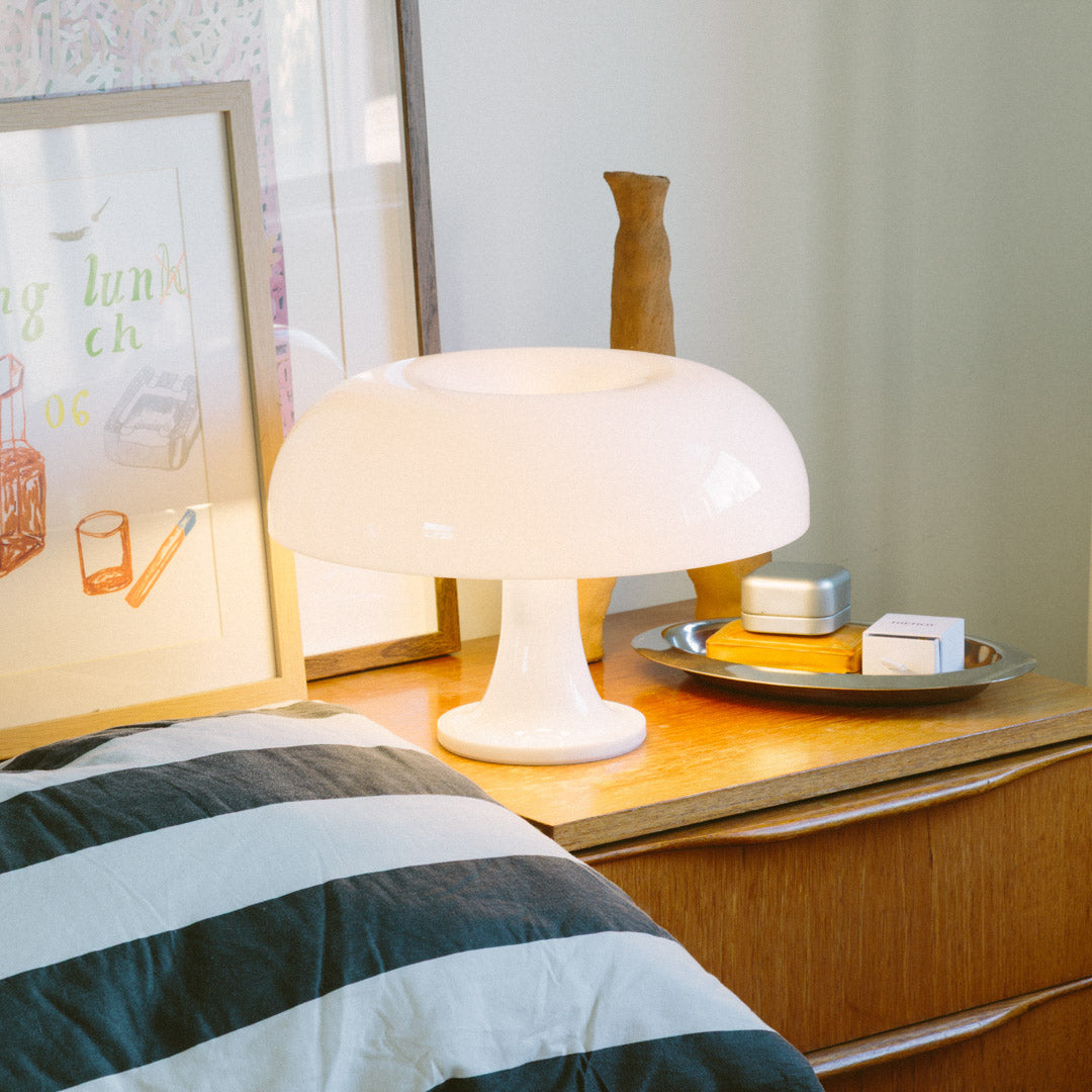 Table Lamp Acrylic 32.0 cm (12.6") White Bedroom Nightstand Mood Lighting Mushroom Design Ambient Living Room Lamp | Thomler