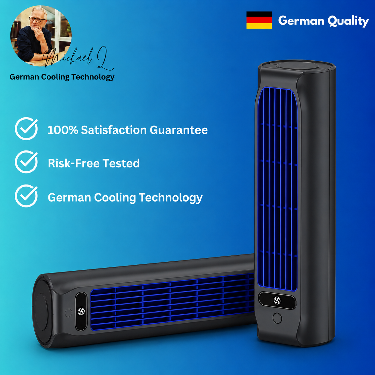Portable Rechargeable Personal Air Cooler with 3 Speed Settings for Desk Office Bedroom Home Travel USB Powered Evaporative Cooling Fan | Thomler