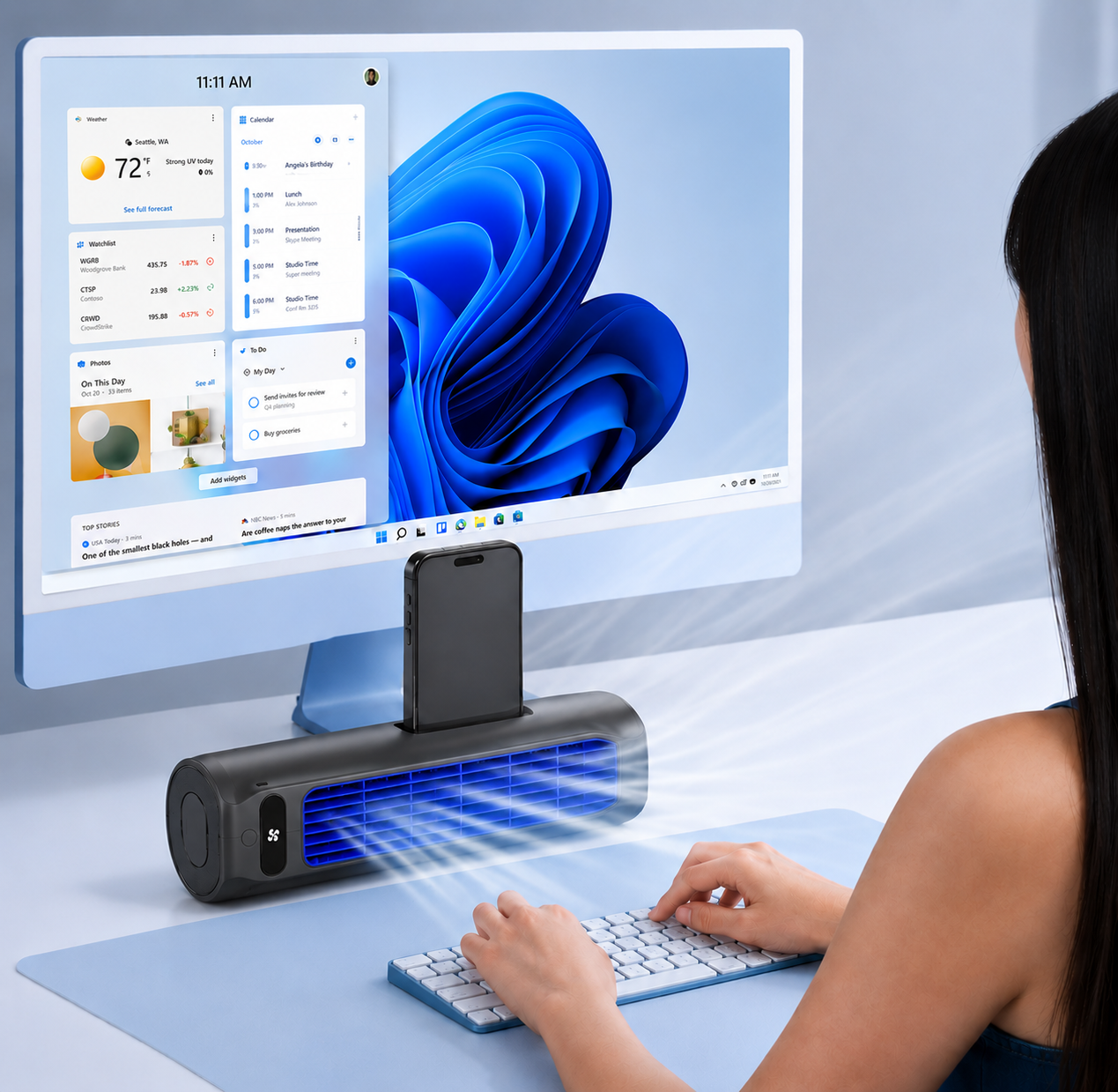 Portable Rechargeable Personal Air Cooler with 3 Speed Settings for Desk Office Bedroom Home Travel USB Powered Evaporative Cooling Fan | Thomler