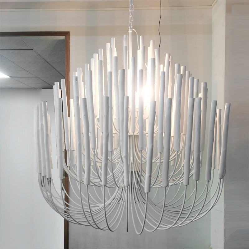 Chandelier Metal 20 in Ivory Modern Dining Room Ceiling Light Decorative Fixture | Thomler