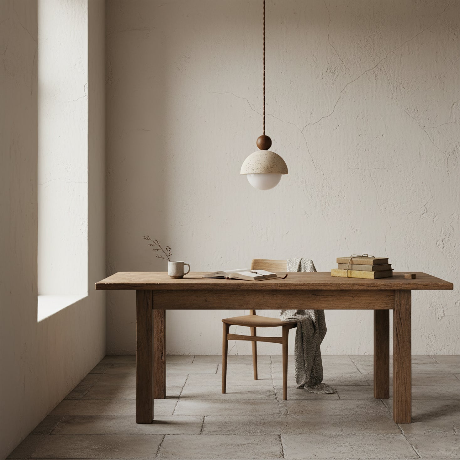 Pendant Light Travertine Glass Dome 5.9 in Beige Indoor Dining Kitchen Hanging Fixture Modern Lighting Decor | Thomler