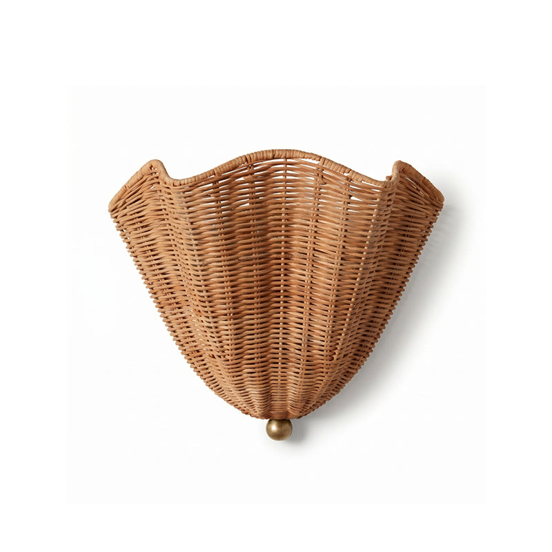 Woven Wicker Hemisphere Wall Fixture – Boho Farmhouse Sconce for Bedroom, Hallway & Living Room | Thomler