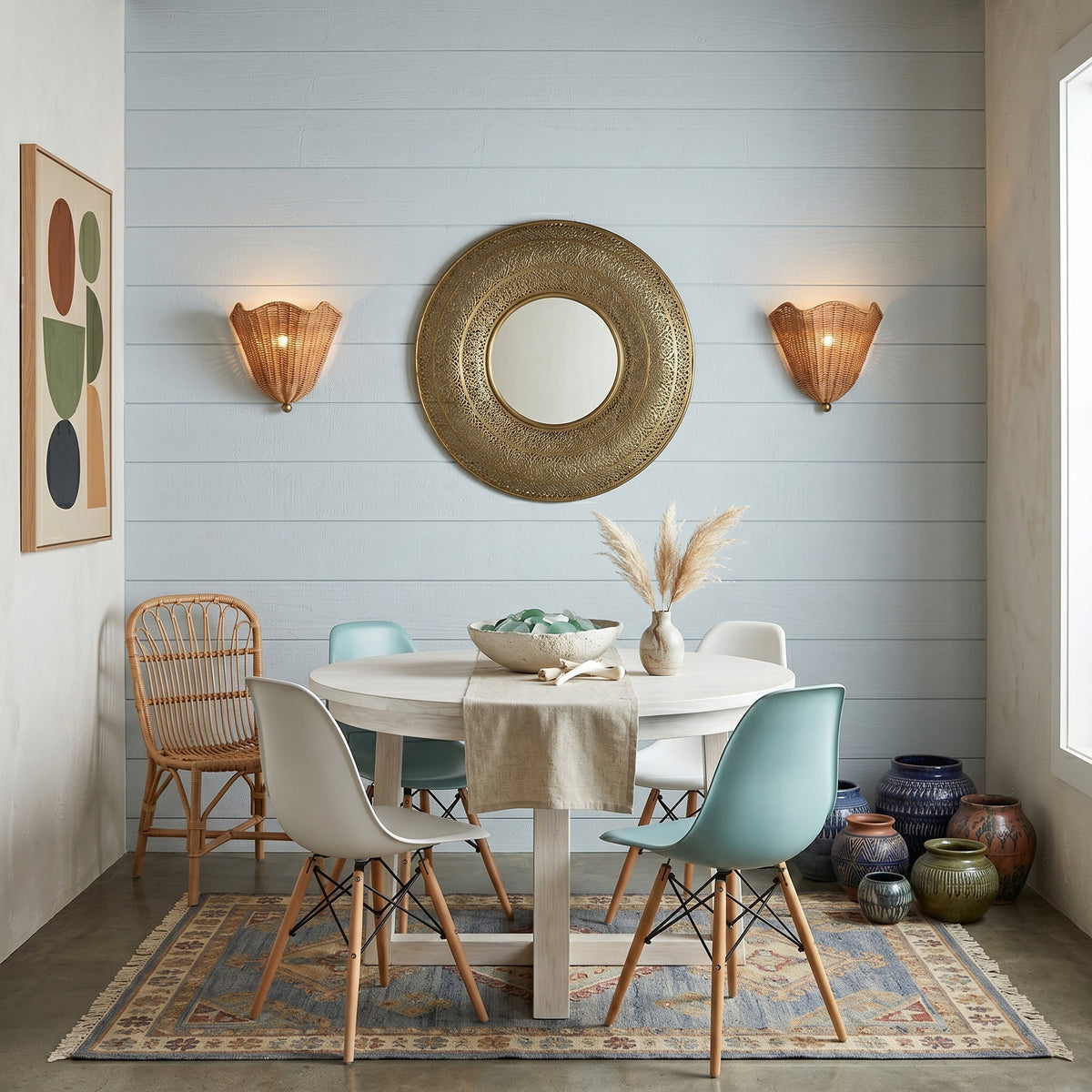 Woven Wicker Hemisphere Wall Fixture – Boho Farmhouse Sconce for Bedroom, Hallway & Living Room | Thomler