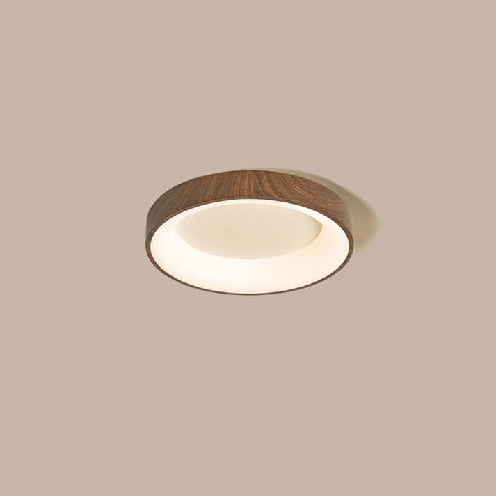 Ceiling Light Wood Look Iron Acrylic 35.0 cm Round Living Room Bedroom Hallway LED Lighting Fixture Modern Minimalist Decor | Thomler