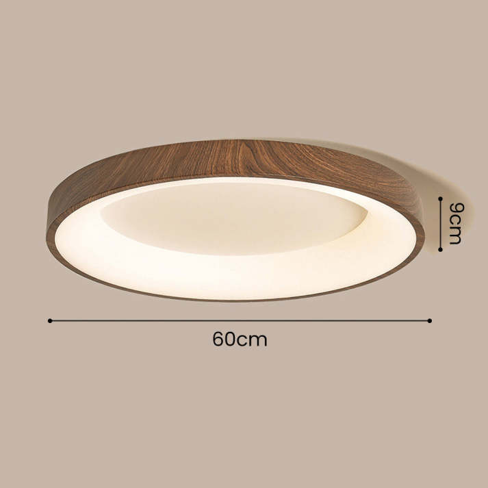 Ceiling Lamp Wood Finish 35.0 cm Round LED Living Room Bedroom Hallway Lighting | Thomler