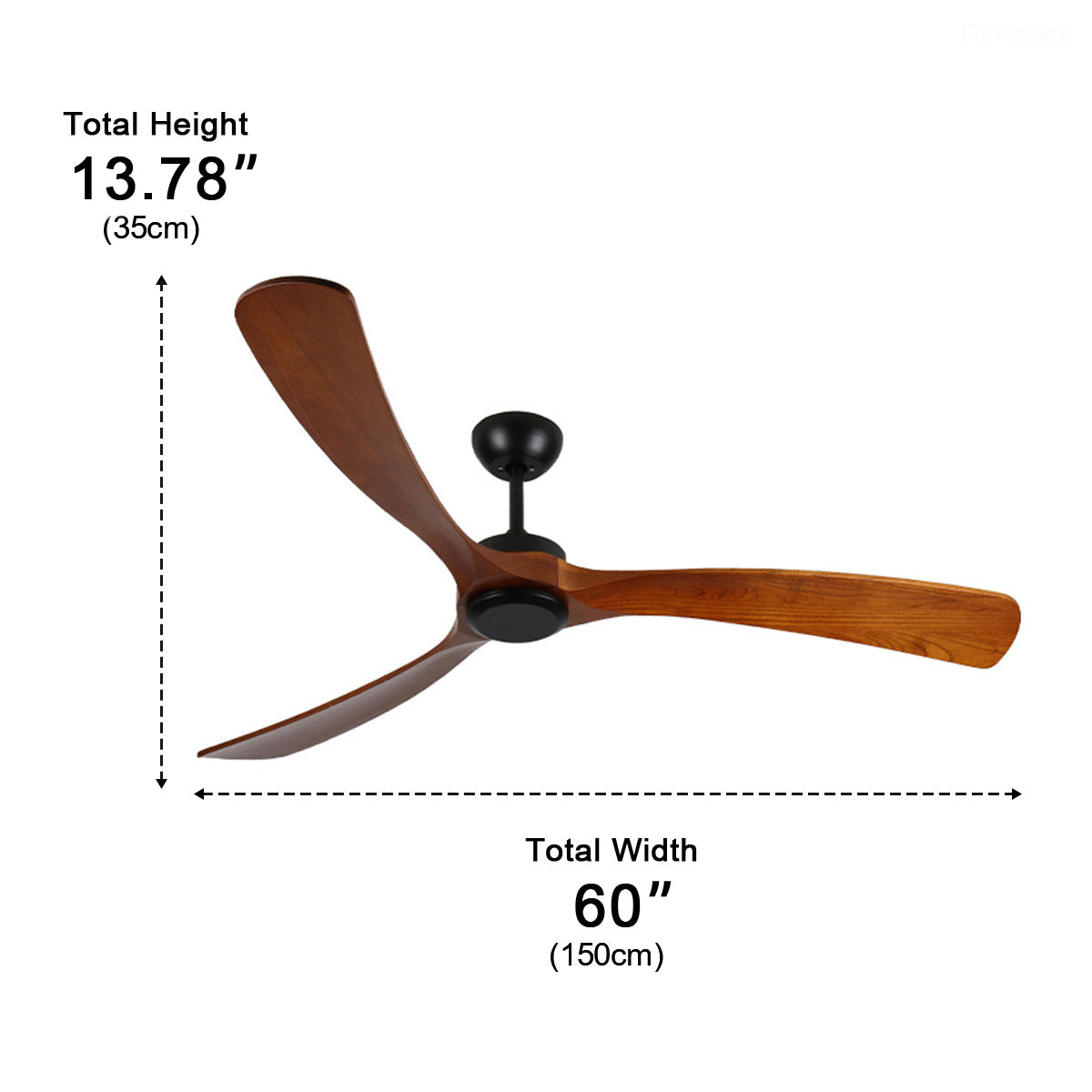 Reversible Ceiling Fan with Walnut Blades & Waterproof Motor – 6-Speed Remote Control for Patio & Indoor Use | Thomler