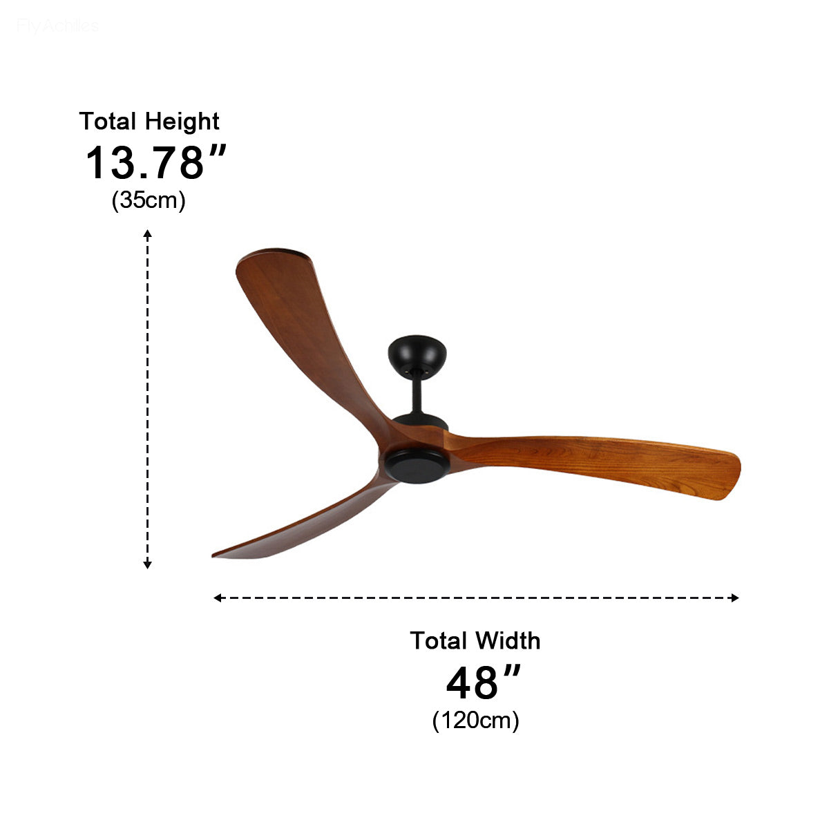 Reversible Ceiling Fan with Walnut Blades & Waterproof Motor – 6-Speed Remote Control for Patio & Indoor Use | Thomler