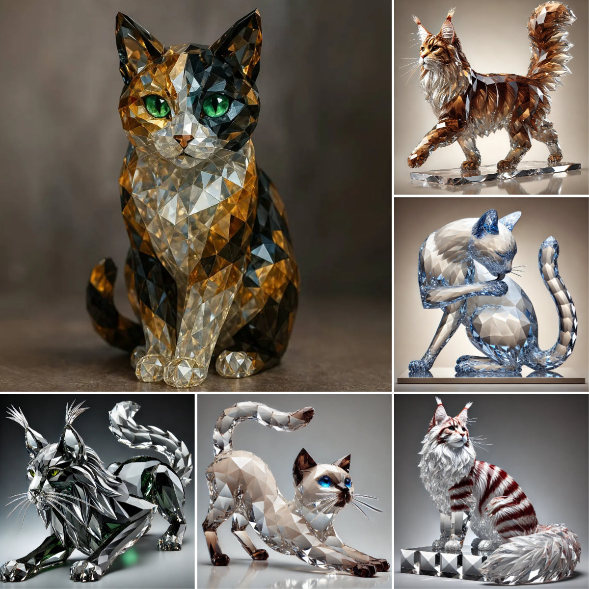 Holiday Countdown Crystal Cat Figurine Calendar 24-Day Advent Set for Cat Lovers & Collectors | Thomler