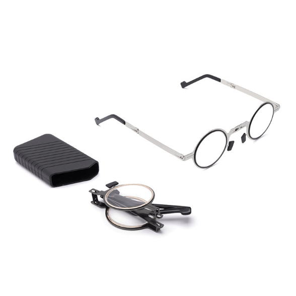 Compact Folding Reading Glasses with Blue Light Blocking Lenses for Men & Women | Lightweight Titanium Frame Readers with Case | Portable Ey | Thomler