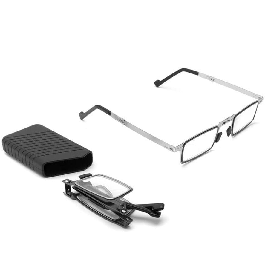Compact Folding Reading Glasses with Blue Light Blocking Lenses for Men & Women | Lightweight Titanium Frame Readers with Case | Portable Ey | Thomler