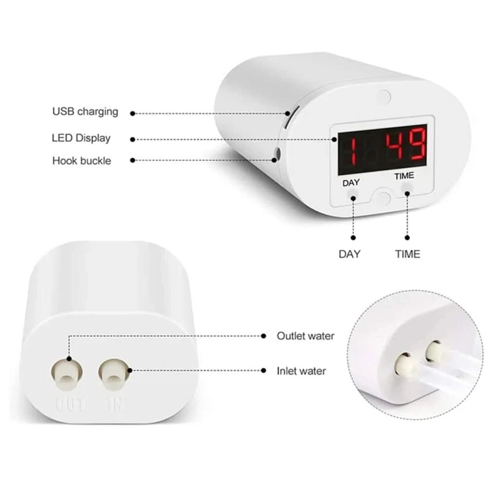 Automatic Indoor Plant Watering Timer System with Programmable Schedule & Rechargeable Battery for Home Garden Self-Irrigation | Thomler