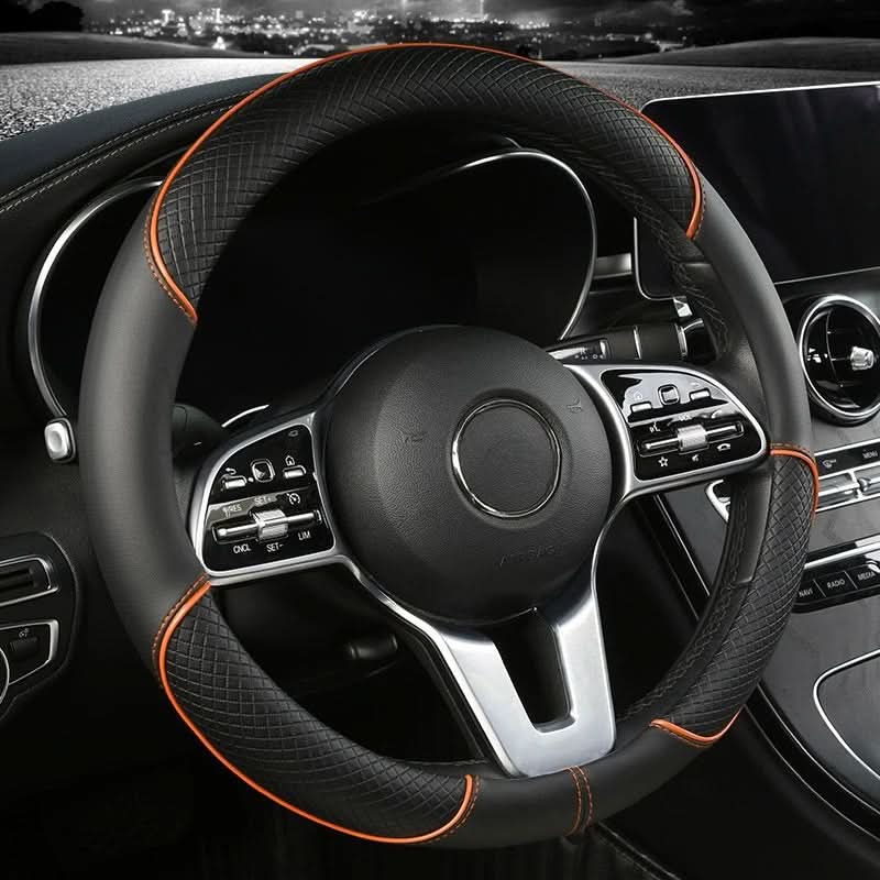 Diamond-Textured Steering Wheel Cover – Universal Fit Faux Leather Car Interior Upgrade with Anti-Slip Grip for Driving Comfort | Thomler
