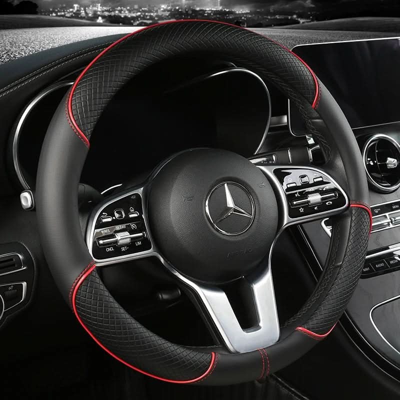 Diamond-Textured Steering Wheel Cover – Universal Fit Faux Leather Car Interior Upgrade with Anti-Slip Grip for Driving Comfort | Thomler