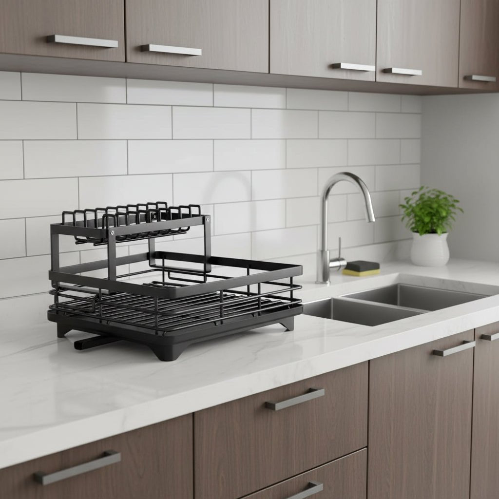 Collapsible Stainless Steel Dish Drying Rack – Space-Saving Sink Organizer for Kitchen Countertops | Thomler