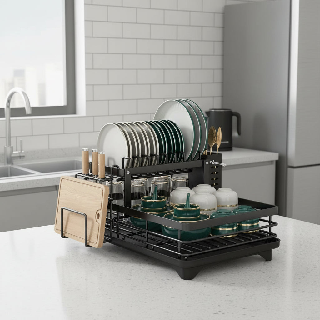 Collapsible Stainless Steel Dish Drying Rack – Space-Saving Sink Organizer for Kitchen Countertops | Thomler