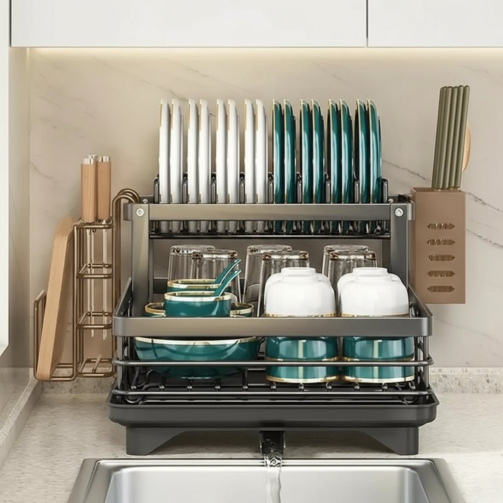 Collapsible Stainless Steel Dish Drying Rack – Space-Saving Sink Organizer for Kitchen Countertops | Thomler