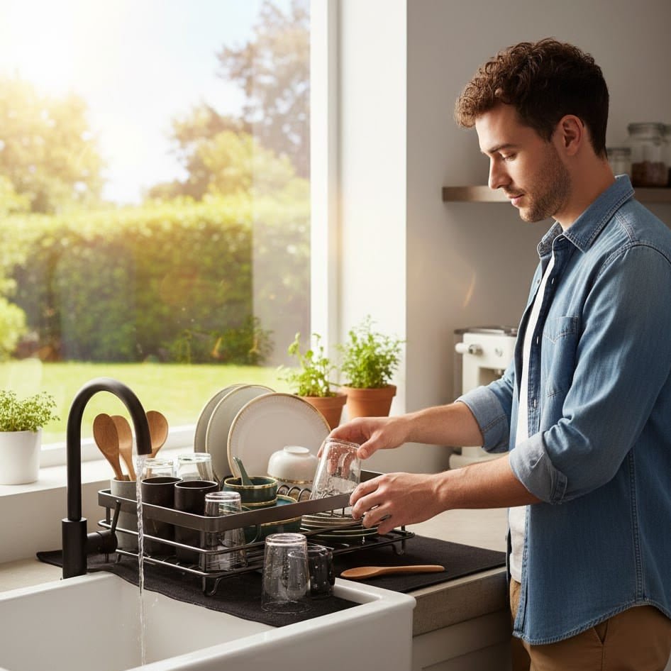 Collapsible Stainless Steel Dish Drying Rack – Space-Saving Sink Organizer for Kitchen Countertops | Thomler