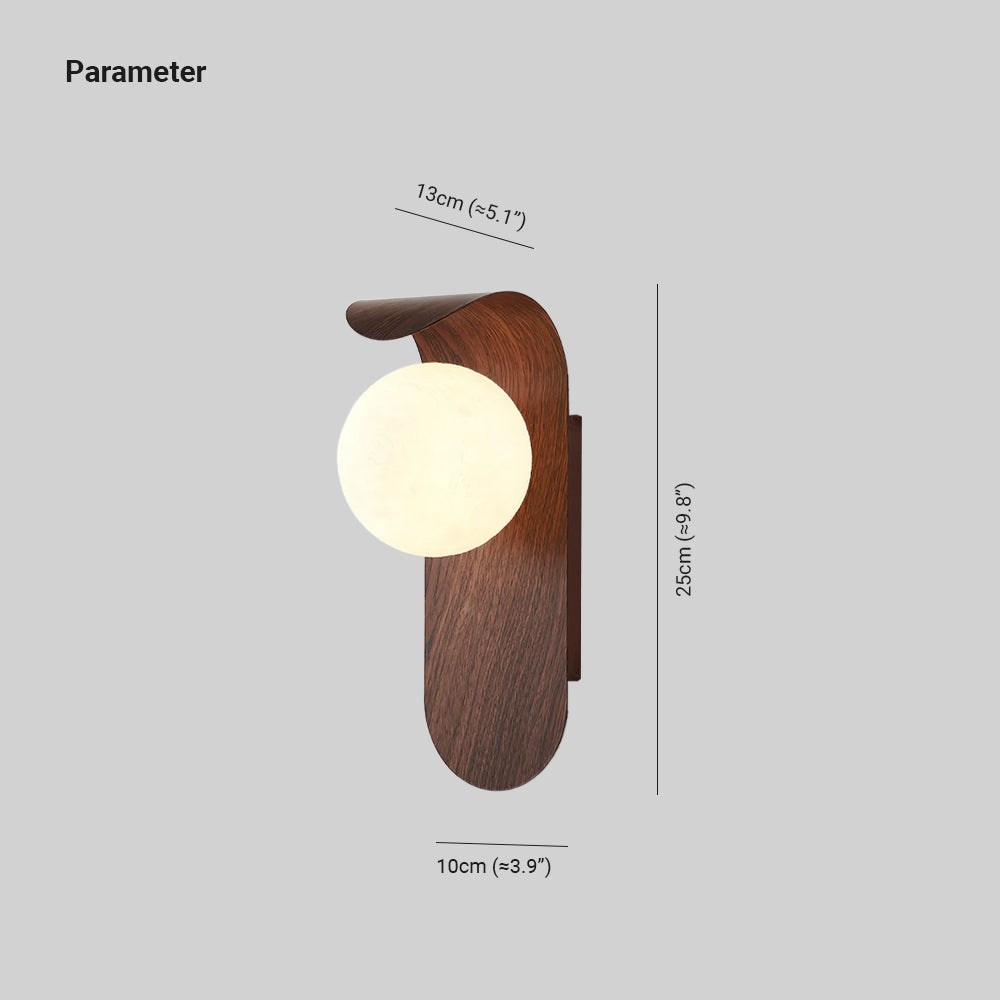 Contemporary Wood-Finish Wall Sconce with Glass or Acrylic Globe Shade for Living Room & Bedroom | Thomler