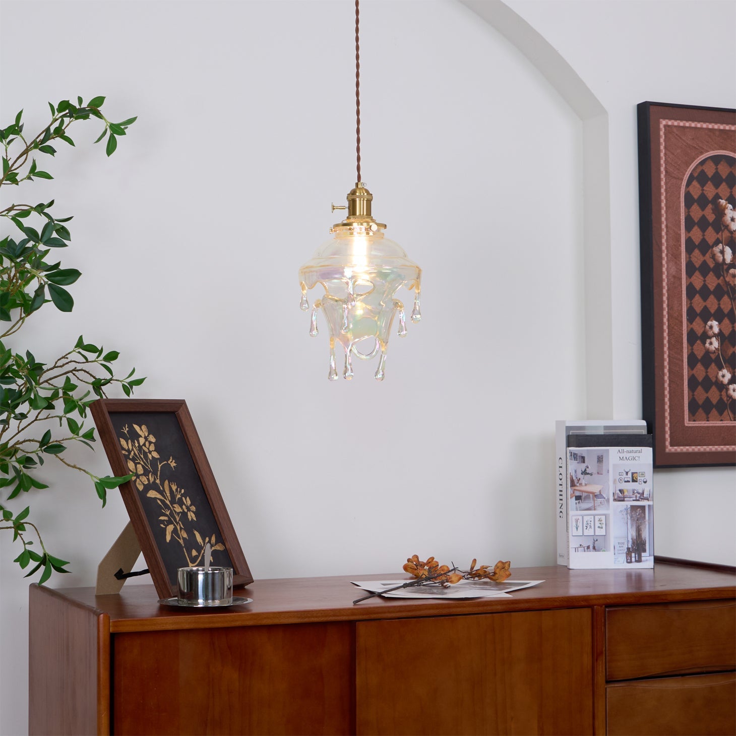 Pendant Light Resin Drip 9.1 in Adjustable Indoor Ceiling Lamp Modern Dining Room Kitchen Hanging Light | Thomler