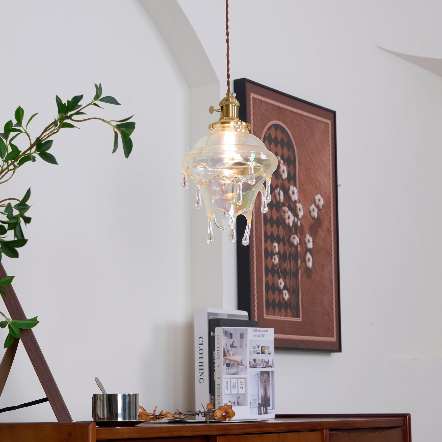 Pendant Light Resin Drip 9.1 in Adjustable Indoor Ceiling Lamp Modern Dining Room Kitchen Hanging Light | Thomler