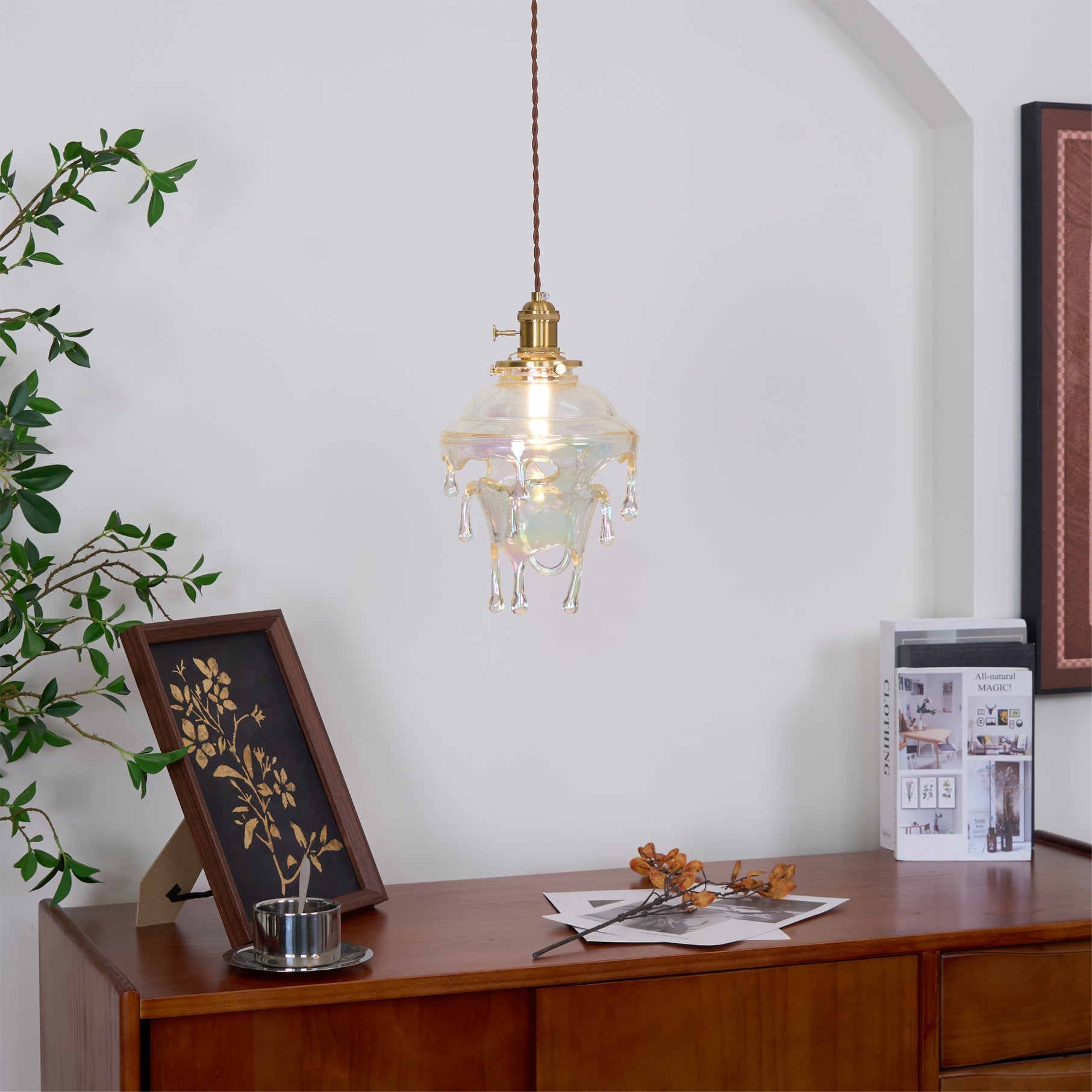 Pendant Light Resin Drip 9.1 in Adjustable Indoor Ceiling Lamp Modern Dining Room Kitchen Hanging Light | Thomler