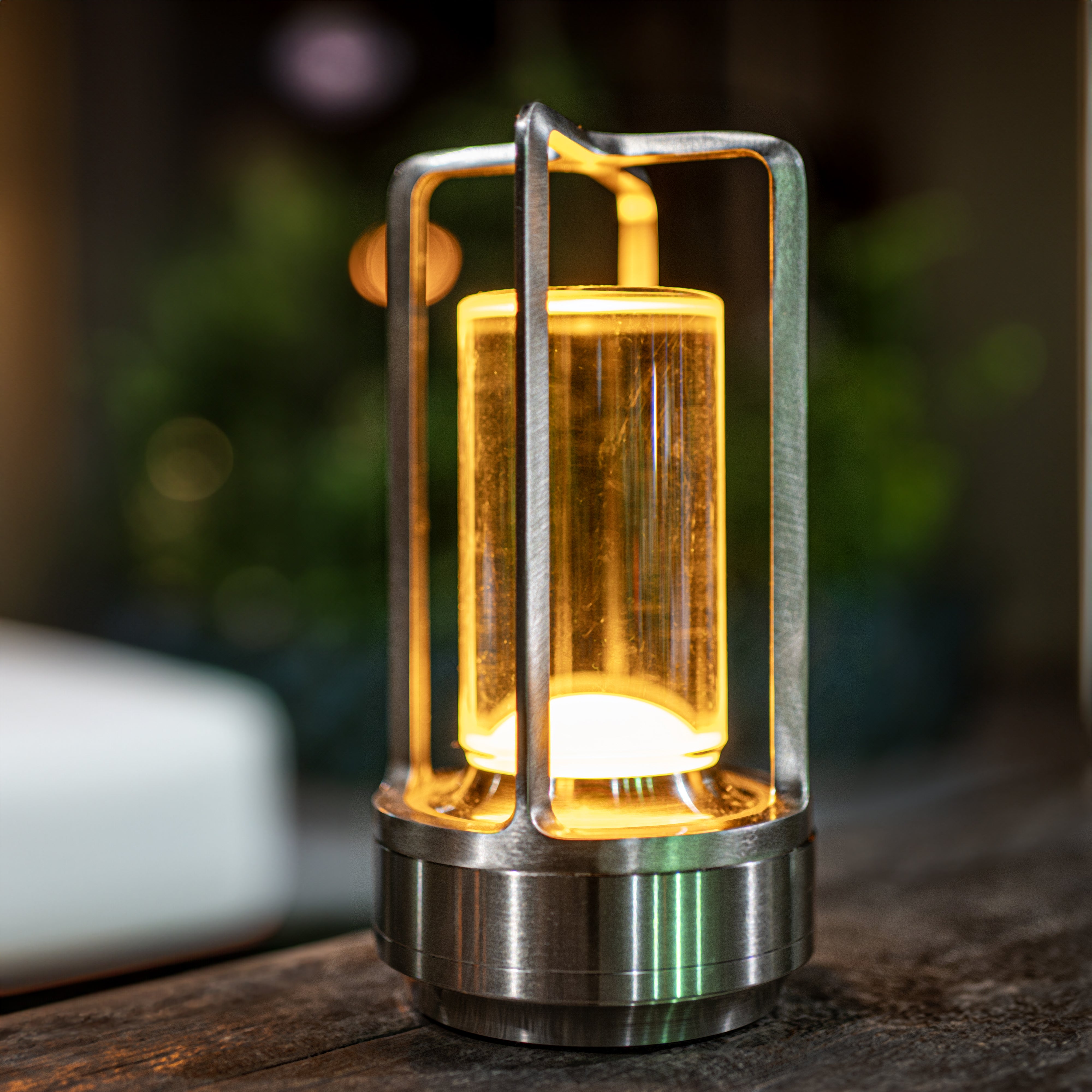 Rechargeable Crystal LED Lantern with Touch Dimmer & USB Port – Gold Silver Black Cordless Accent Lamp for Bedroom Nightstand Dining Table | Thomler