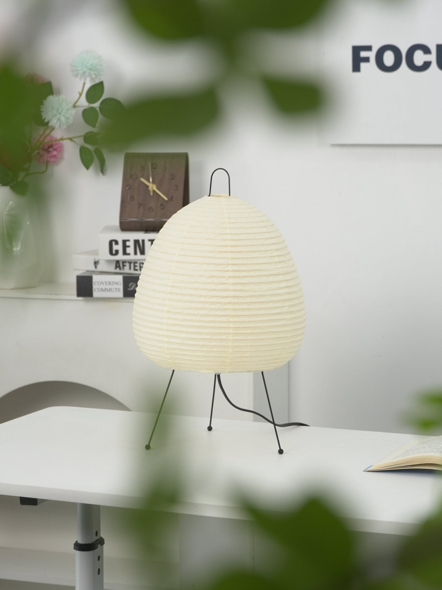 Table Lamp Rice Paper 16.9 in Indoor LED Bedroom Desk Nightstand Light | Thomler