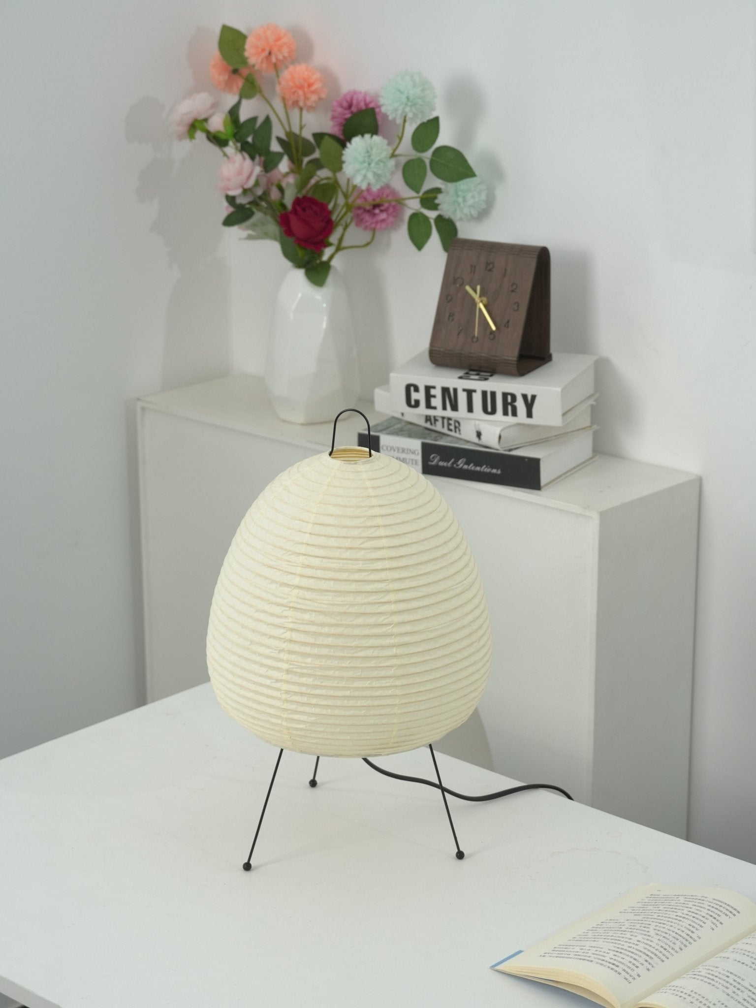 Table Lamp Rice Paper 16.9 in Indoor LED Bedroom Desk Nightstand Light | Thomler