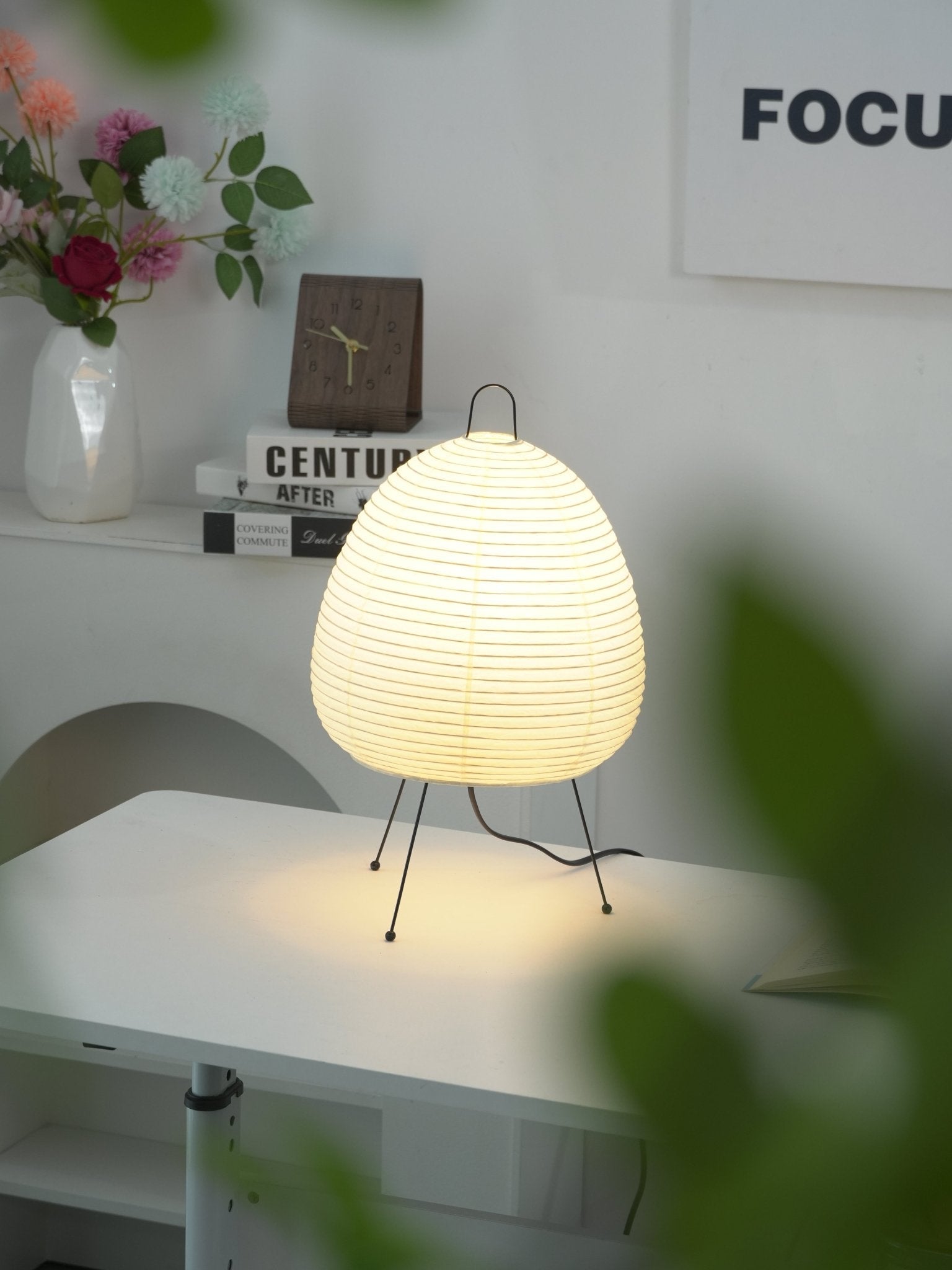 Table Lamp Rice Paper 16.9 in Indoor LED Bedroom Desk Nightstand Light | Thomler