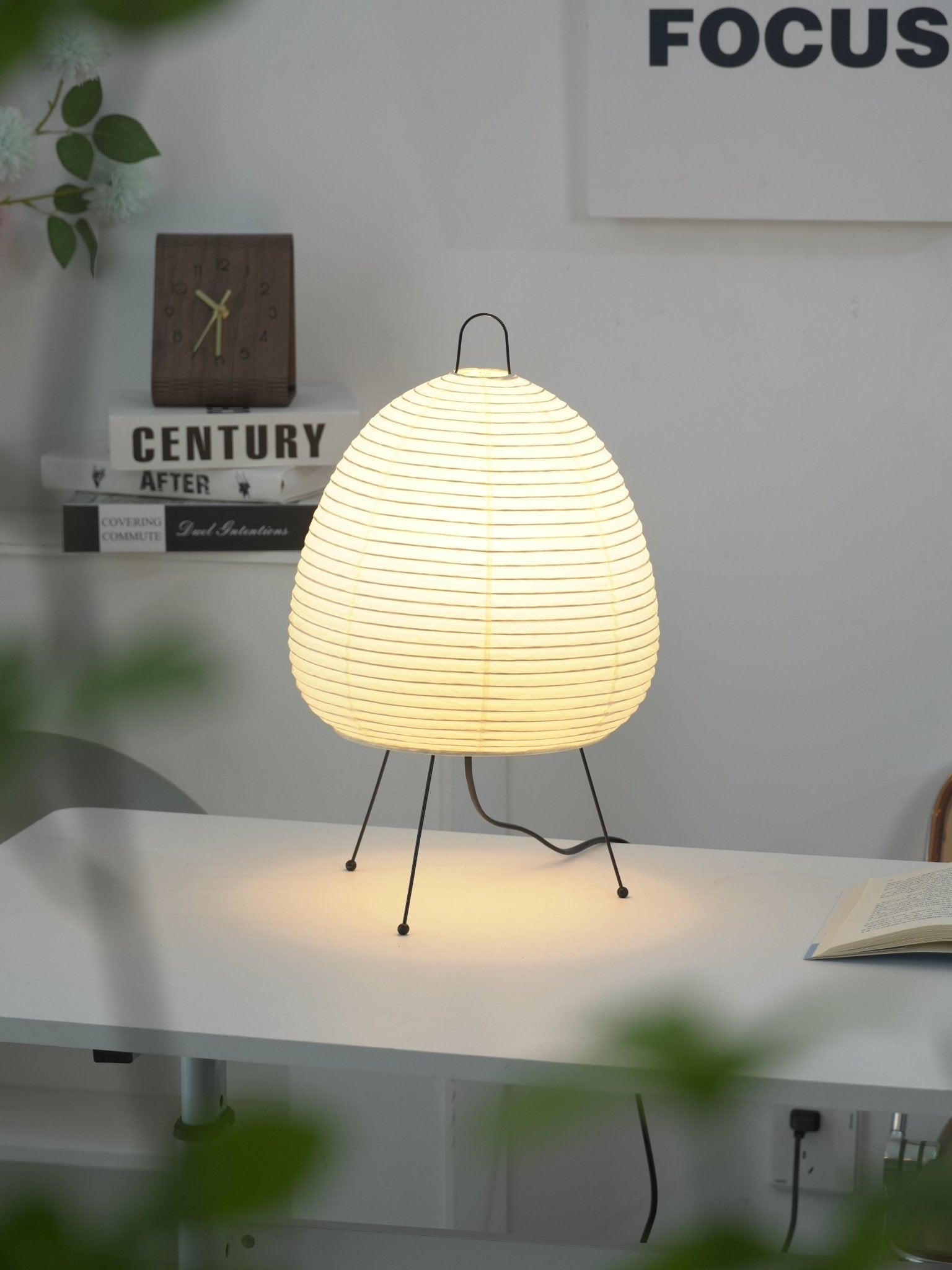Table Lamp Rice Paper 16.9 in Indoor LED Bedroom Desk Nightstand Light | Thomler