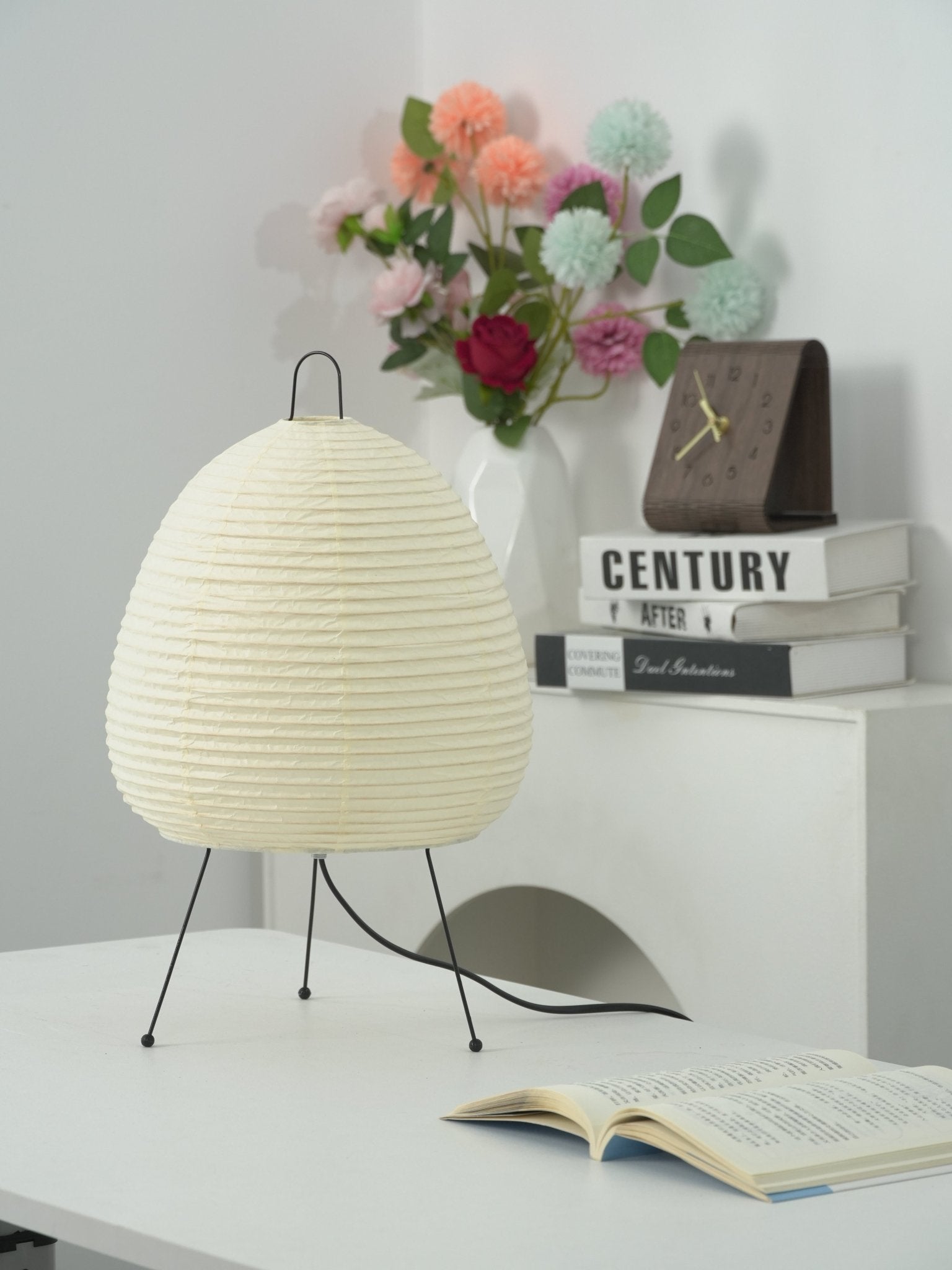 Table Lamp Rice Paper 16.9 in Indoor LED Bedroom Desk Nightstand Light | Thomler