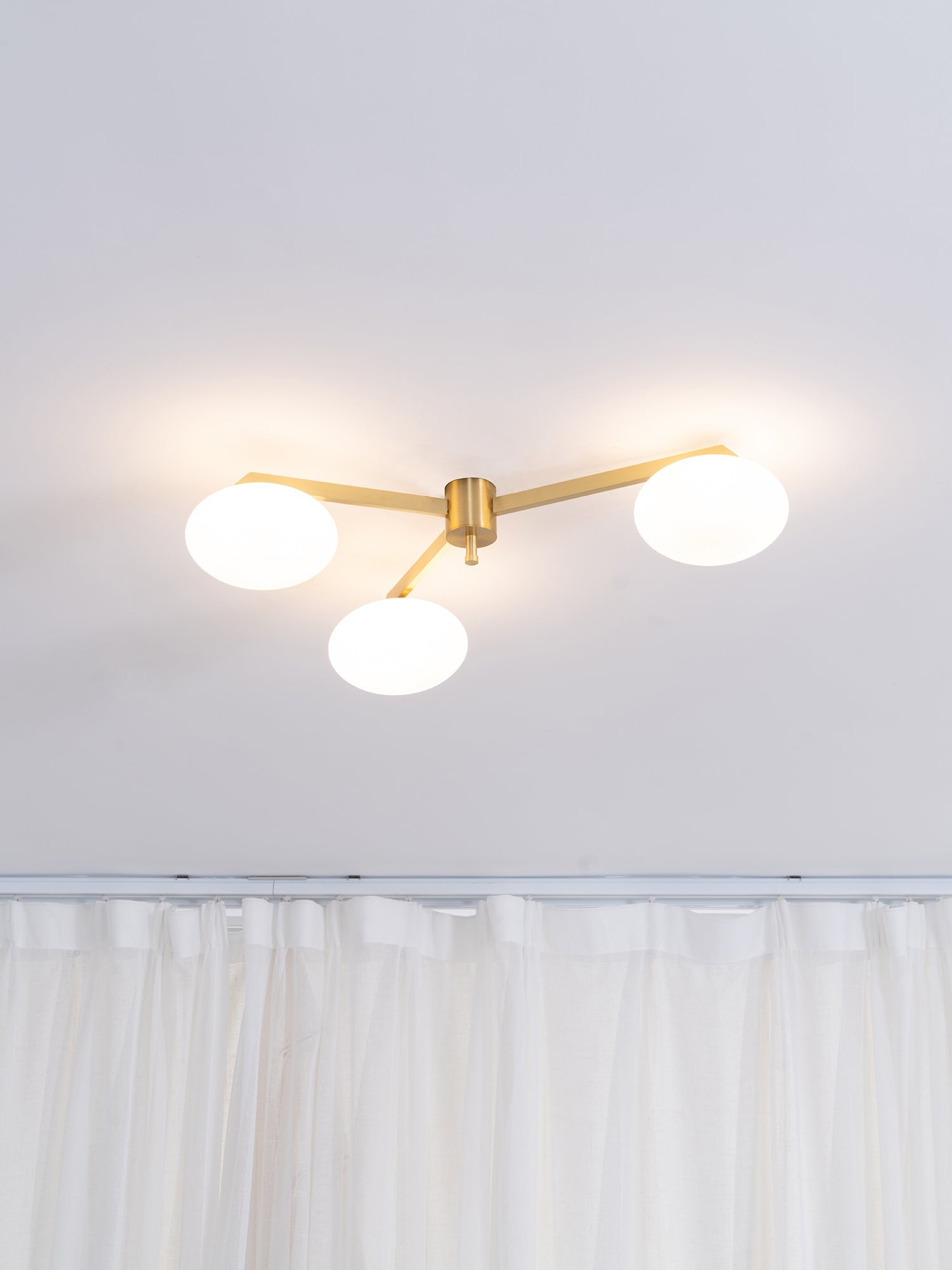 Ceiling Light Brass 44.9 in 5 Head Opal Glass Flush Mount Bedroom Kitchen Art Deco Modern Lighting Fixture | Thomler