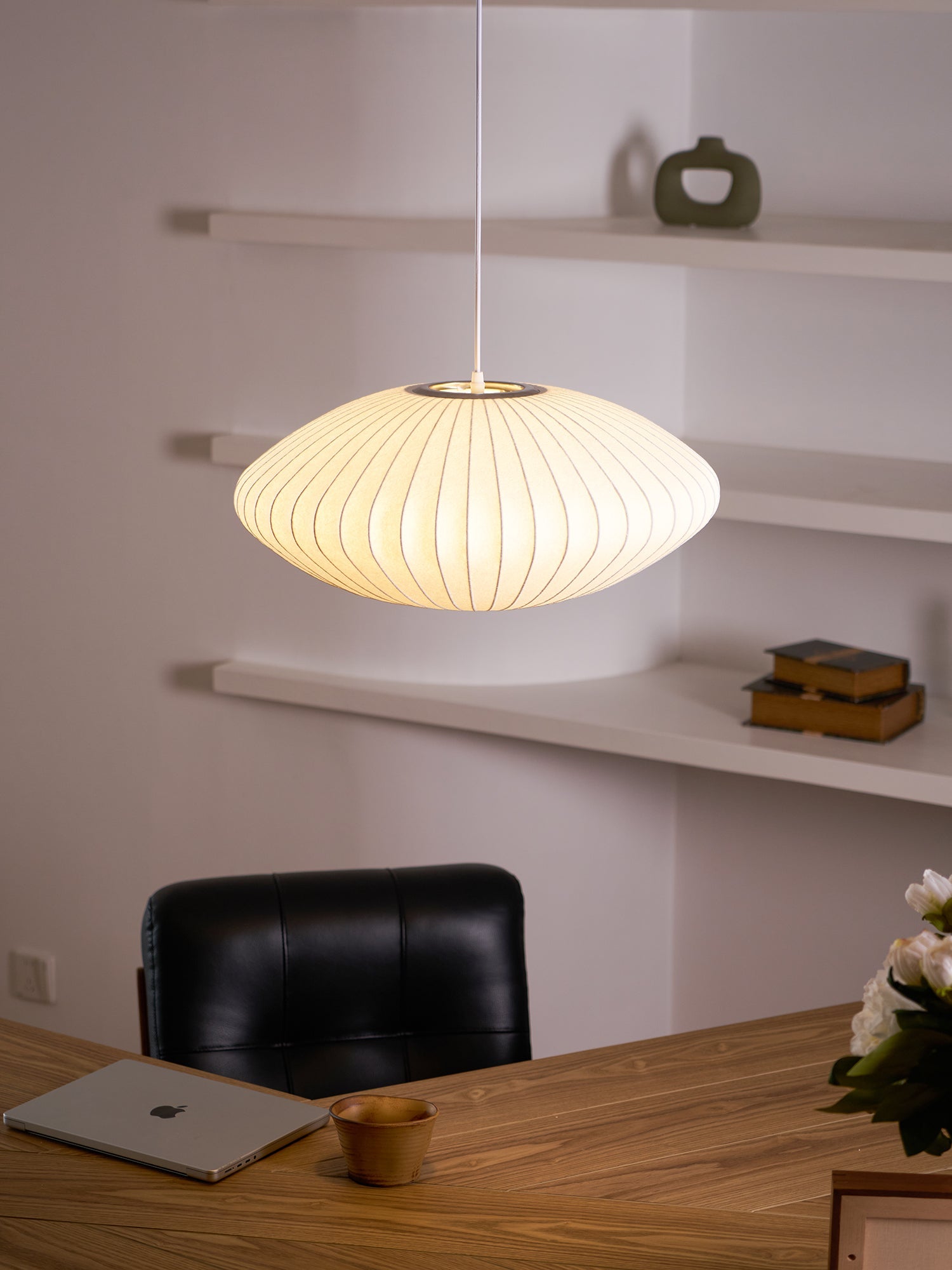 Bubble Silk Pendant Light 19.7 in White Ceiling Dining Room Modern Hanging Lamp | Thomler