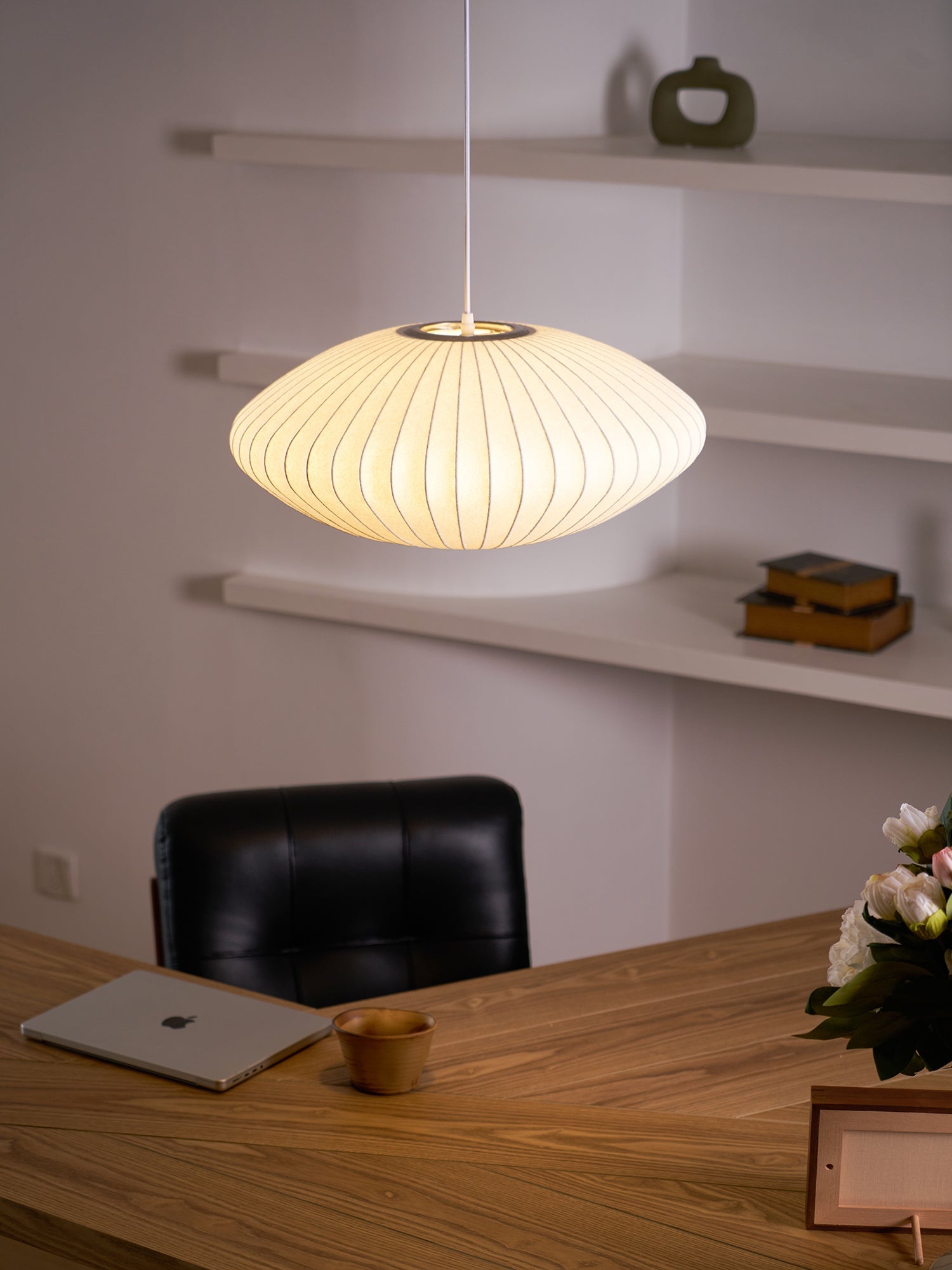 Bubble Silk Pendant Light 19.7 in White Ceiling Dining Room Modern Hanging Lamp | Thomler
