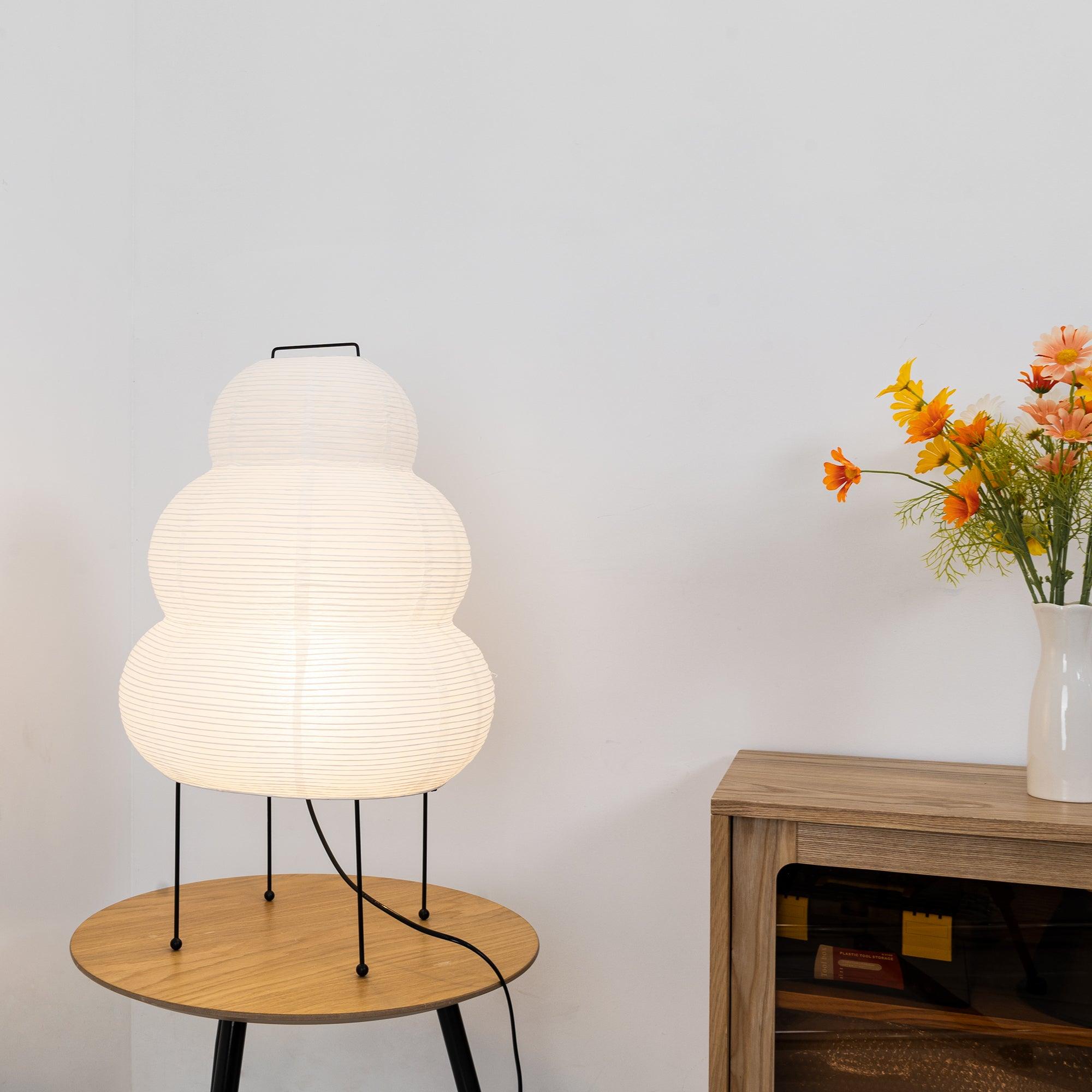Table Lamp Rice Paper 16.9 in Indoor LED Bedroom Desk Nightstand Light | Thomler