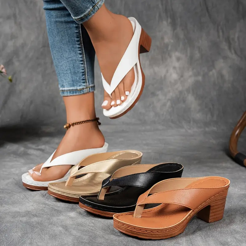 Women's Arch Support Platform Sandals with Contoured Footbed | Comfort Wedge Slides for All-Day Wear | Shock-Absorbing Orthopedic Slippers | Thomler