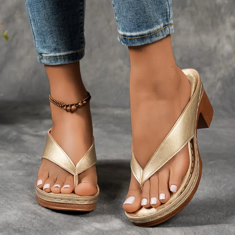 Women's Arch Support Platform Sandals with Contoured Footbed | Comfort Wedge Slides for All-Day Wear | Shock-Absorbing Orthopedic Slippers | Thomler