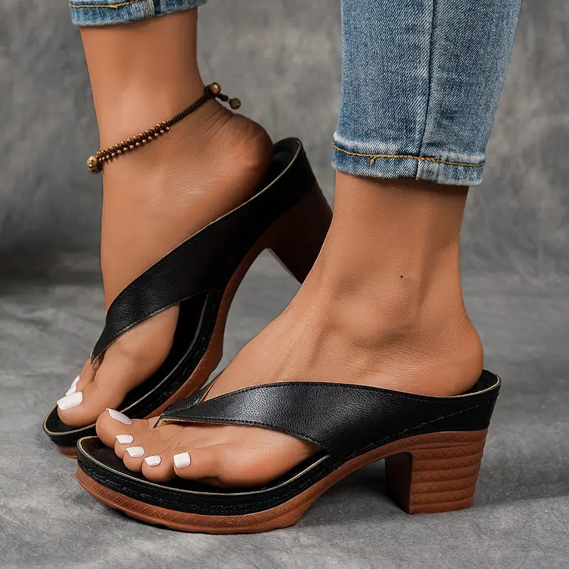 Women's Arch Support Platform Sandals with Contoured Footbed | Comfort Wedge Slides for All-Day Wear | Shock-Absorbing Orthopedic Slippers | Thomler