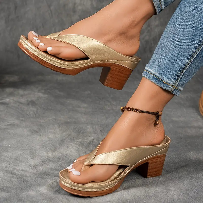 Women's Arch Support Platform Sandals with Contoured Footbed | Comfort Wedge Slides for All-Day Wear | Shock-Absorbing Orthopedic Slippers | Thomler